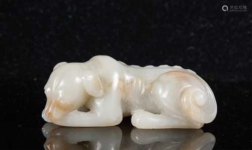 CHINESE CELADON JADE RECUMBENT DOG