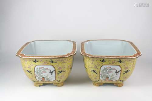 A Pair of Chinese Famille-Rose Porcelain Planters