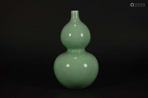 Qianlong Mark, A Green Glazed Gourd Vase