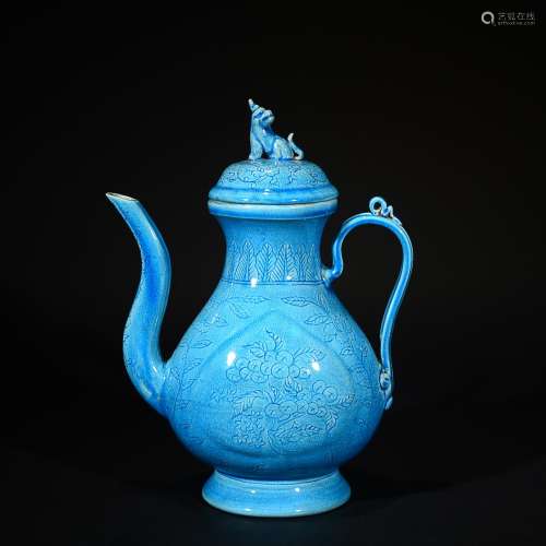 Hongzhi Mark, A Blue Glazed Wine Pot