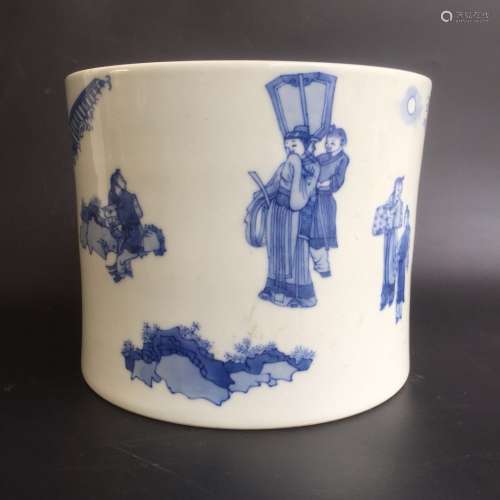A Blue and White Brushpot