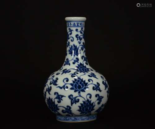 Xuande Mark, A Blue and White Lotus Vase