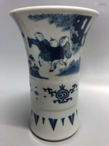 A Blue and White Brushpot