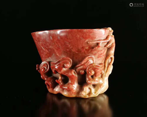 A SHOUSHAN FURONG STONE LINGZHI RUYI CUP