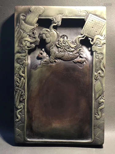 A FUSHAN MARK FINE CARVED INK STONE