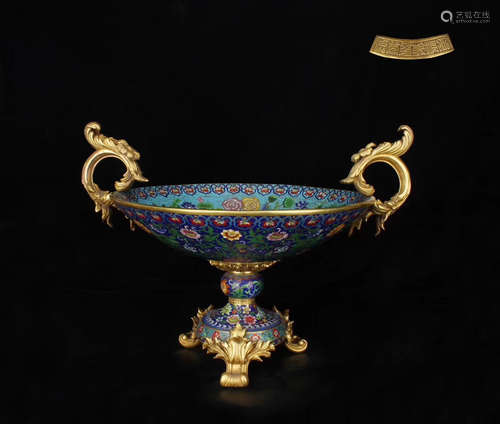 A BRONZE CLOISONNE FRUIT PLATE