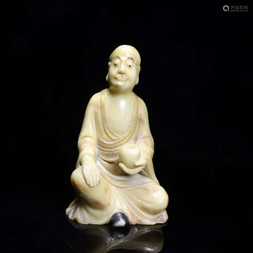 A SHOUSHAN FURONG STONE MONK ORNAMENT