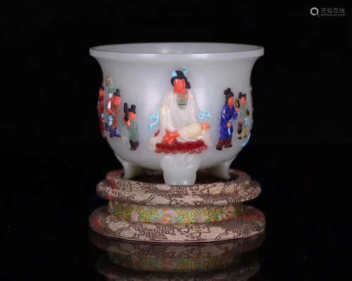 A HETIAN JADE TRIPOD CUP