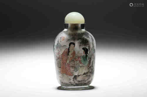 A Chinese Glass Snuff Bottle with Painting Inside