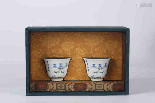 A Chinese Dou-Cai Porcelain Cups