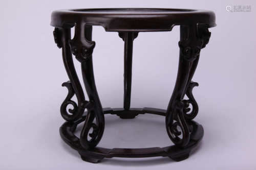 A Chinese Carved Zitan End Table