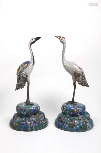 A Pair of Chinese Cloisonné Decorations