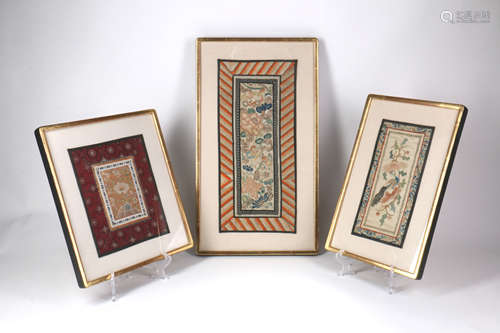 A Set of Three Chinese Embroidery