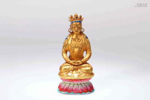 A Chinese Gilt Porcelain Buddha