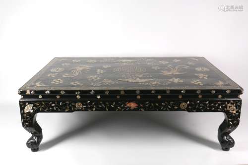 A Chinese Hard Wood Low Table with Mother Pearl Inlaided