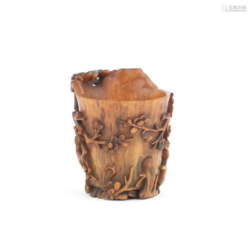 17th/18th century A rhinoceros horn 'prunus' libation cup