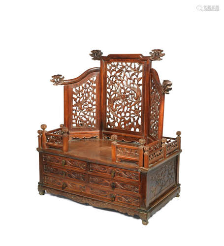 17th/ 18th century A huanghuali throne-shaped mirror stand