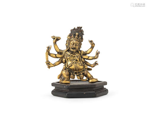 18th century  A gilt-bronze figure of Hayagriva