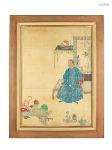 Late Qing Dynasty A painting of a scholar in his studio