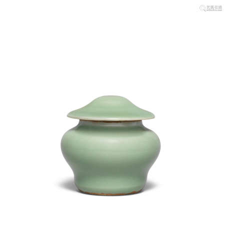 14th century A small Longquan celadon-glazed jar and cover, guan