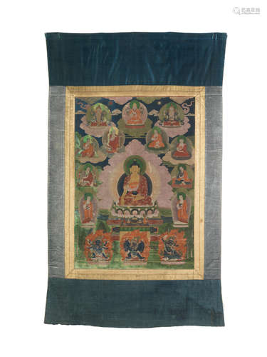 Tibet, 18th century  A thangka of Shakyamuni Buddha