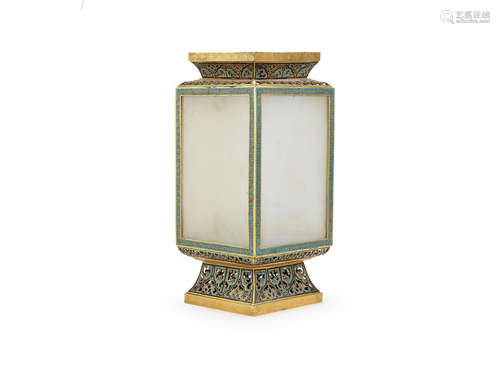 18th century  A rare cloisonné enamel square lantern