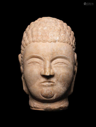 Northern Qi Dynasty  A white marble head of Buddha