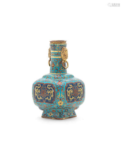 Qianlong four-character mark and of the period A small cloisonné enamel square vase