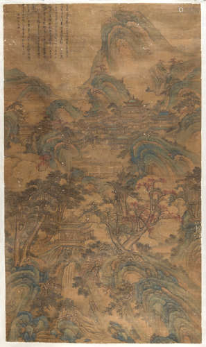 18th/19th century, after Wen Zhengming A large painting of a mountain landscape