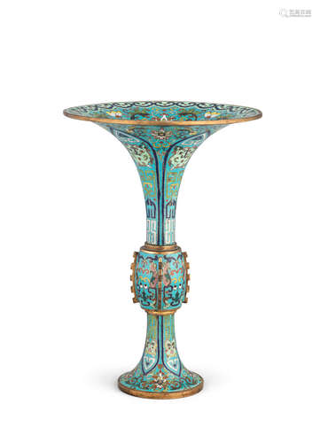 18th century An archaistic cloisonné enamel vase, gu