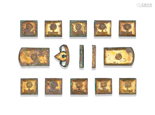 Song Dynasty A set of gilt-bronze belt plaques