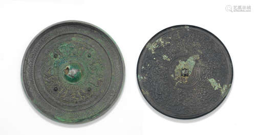 Western and Eastern Han Dynasty Two archaic bronze mirrors