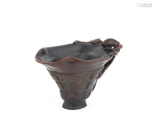 17th/18th century A rhinoceros horn archaistic libation cup