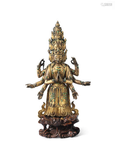 18th century     A large gilt-copper-alloy figure of eleven-headed Avalokiteshvara