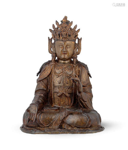 Late Ming Dynasty A large gilt-lacquered bronze figure of Avalokieteshvara