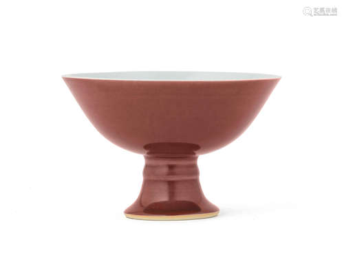 Yongzheng six-character mark and of the period A red-glazed stembowl