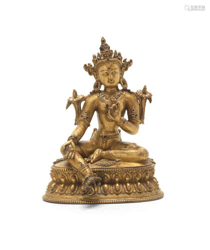 Tibet, 16th century A rare gilt-bronze figure of the Green Tara