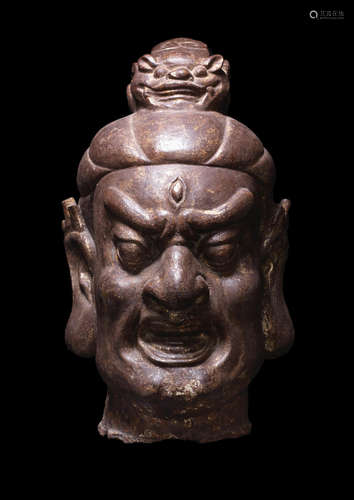 Ming Dynasty A large iron head of Dvarapala