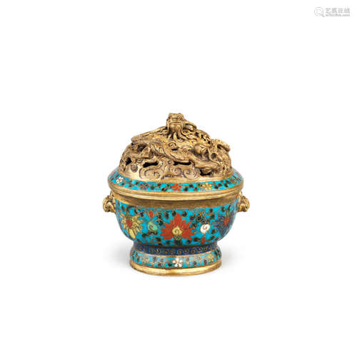 18th century  A cloisonné enamel 'dragon' incense burner and cover