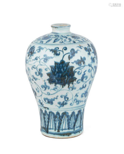 Late 15th century A blue-and-white 'lotus' vase, meiping