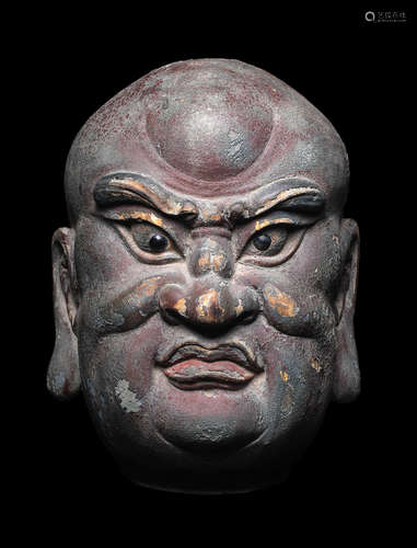 Ming Dynasty  A large lacquered wood head of a luohan