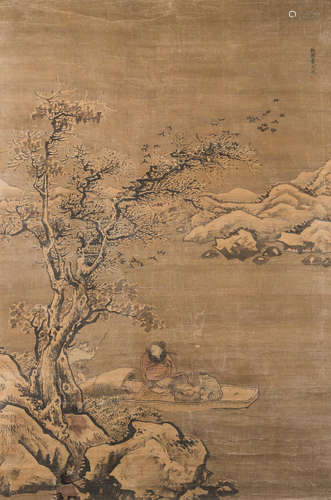 18th/19th century, after Dai Jin A large painting of a scholar on a boat