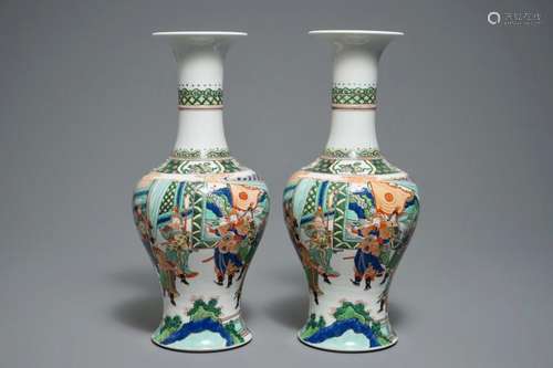 A PAIR OF FAMILLE VERTE STYLE WARRIOR VASES, SAMSON, PARIS, 19TH C.