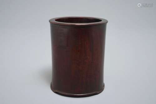 A CHINESE ZITAN WOOD BRUSH POT, 18TH C.