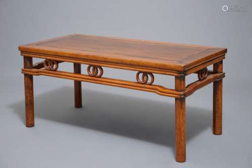 A CHINESE WOODEN RECTANGULAR LOW TABLE, 19TH C.