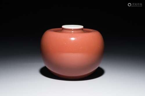 A CHINESE MONOCHROME LIVER-RED BRUSH WASHER, KANGXI MARK, 19/20TH C.