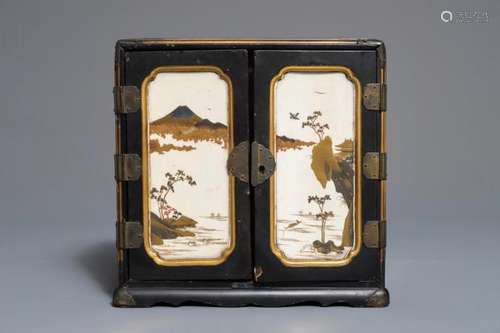 A SMALL JAPANESE GILT-LACQUERED AND SHIBAYAMA IVORY CABINET, MEIJI, 19TH C.