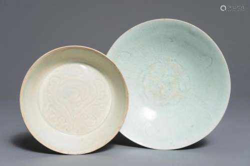 A CHINESE DINGYAO DISH AND A QINGBAI BOWL, SONG OR LATER