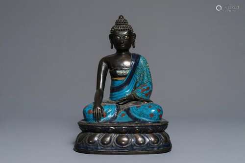 A CHINESE CLOISONNÉ ENAMEL MODEL OF BUDDHA, 19TH C.