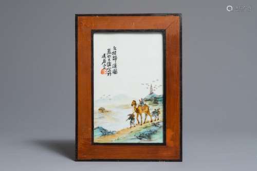 A CHINESE QIANJIANG CAI PLAQUE WITH LANDSCAPE DESIGN, 20TH C.